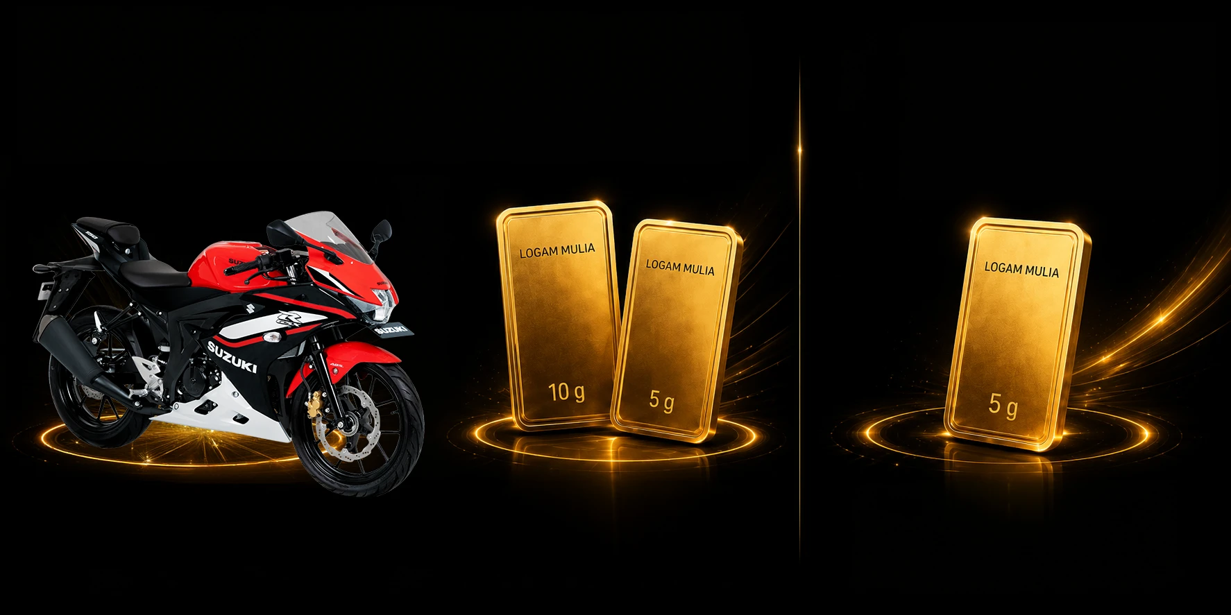 Suzuki GSX-R150 and gold bar doorprizes