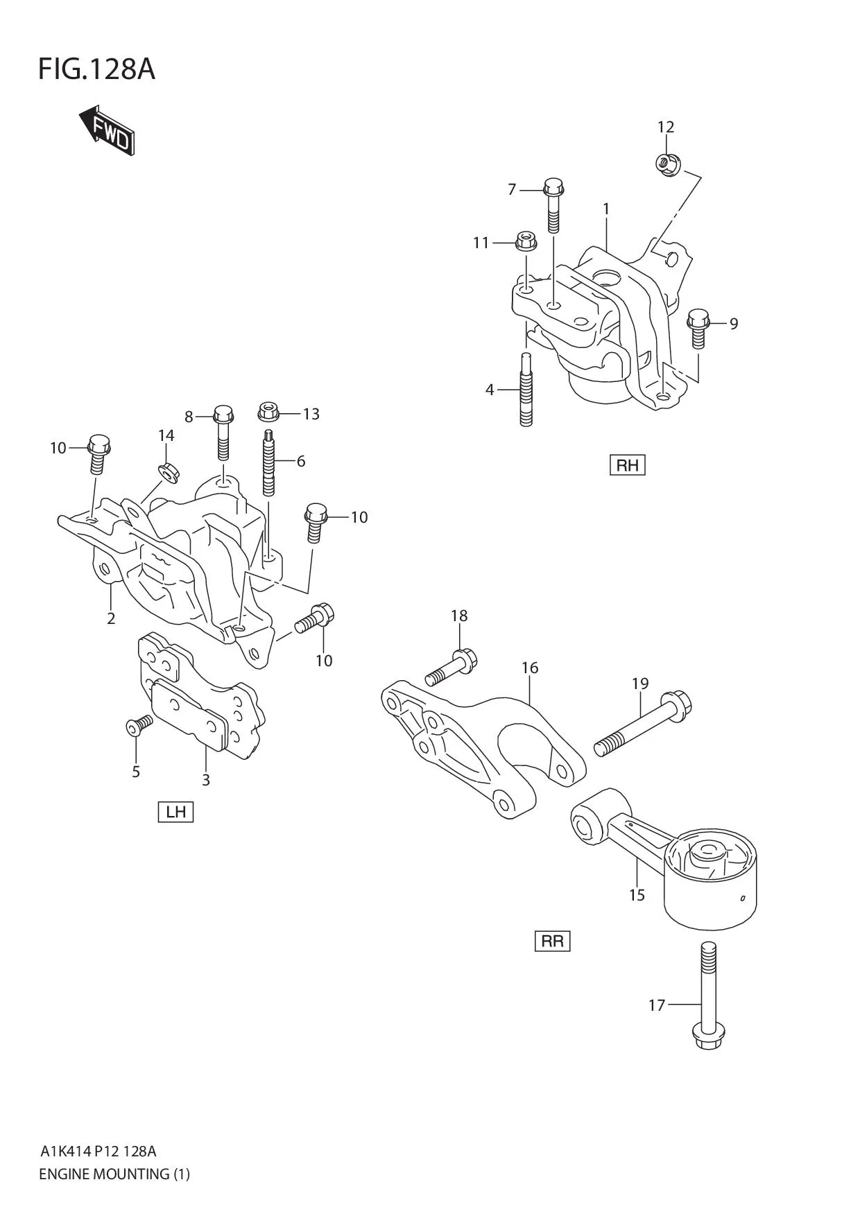FIG.128A ENGINE MOUNTING (5MT)