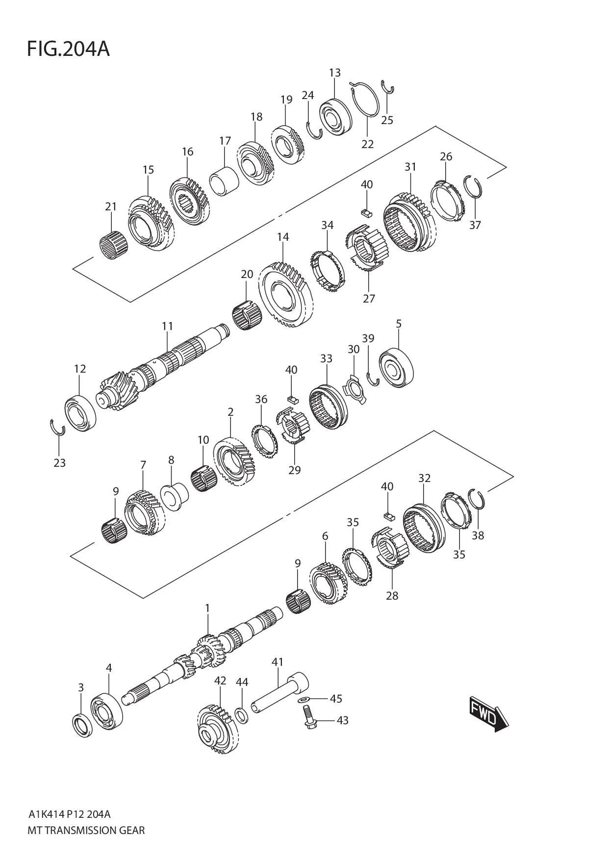 FIG.204A MT TRANSMISSION GEAR (5MT)