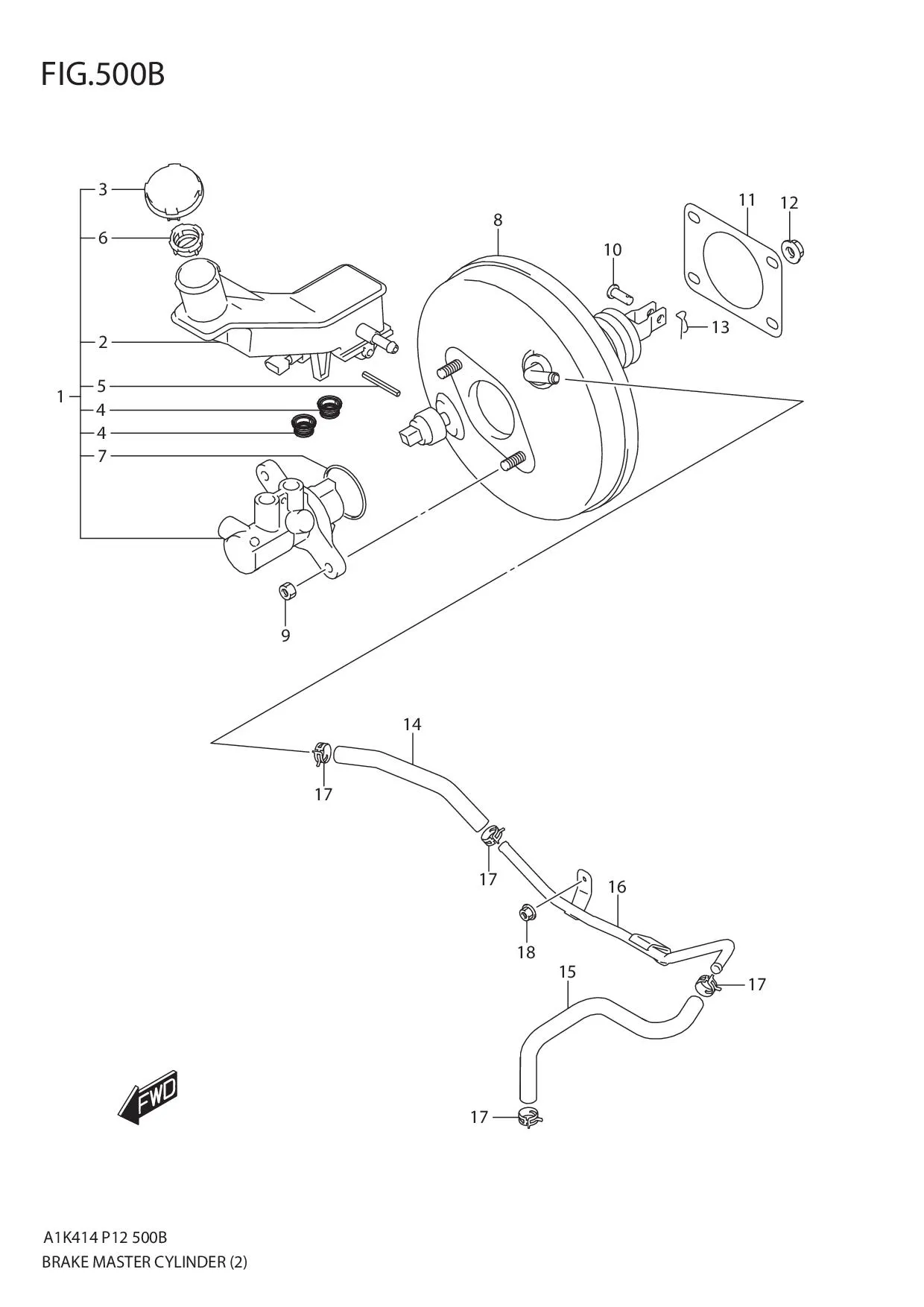 FIG.500B BRAKE MASTER CYLINDER (4AT)