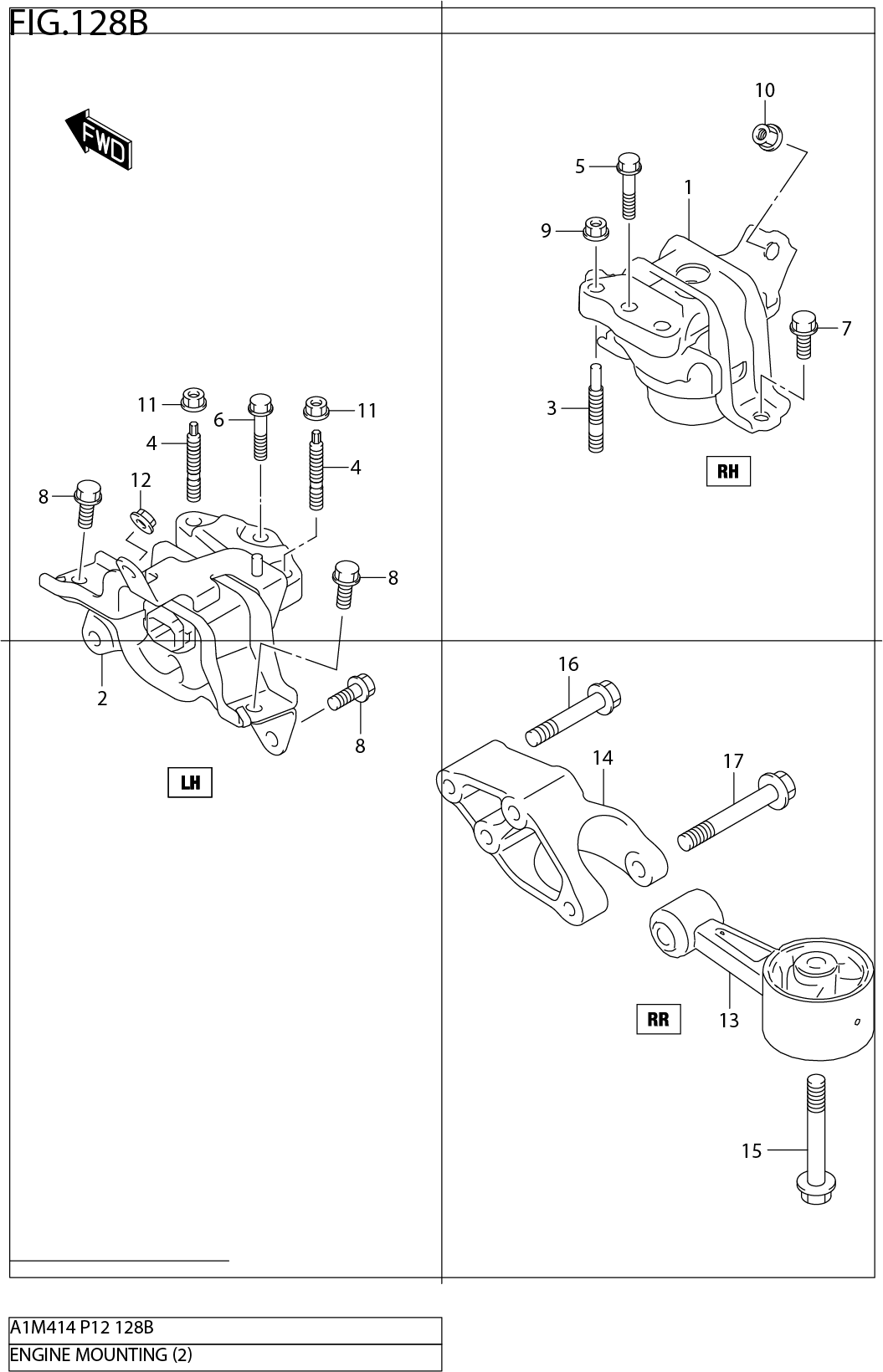 FIG.128B ENGINE MOUNTING (4AT) 