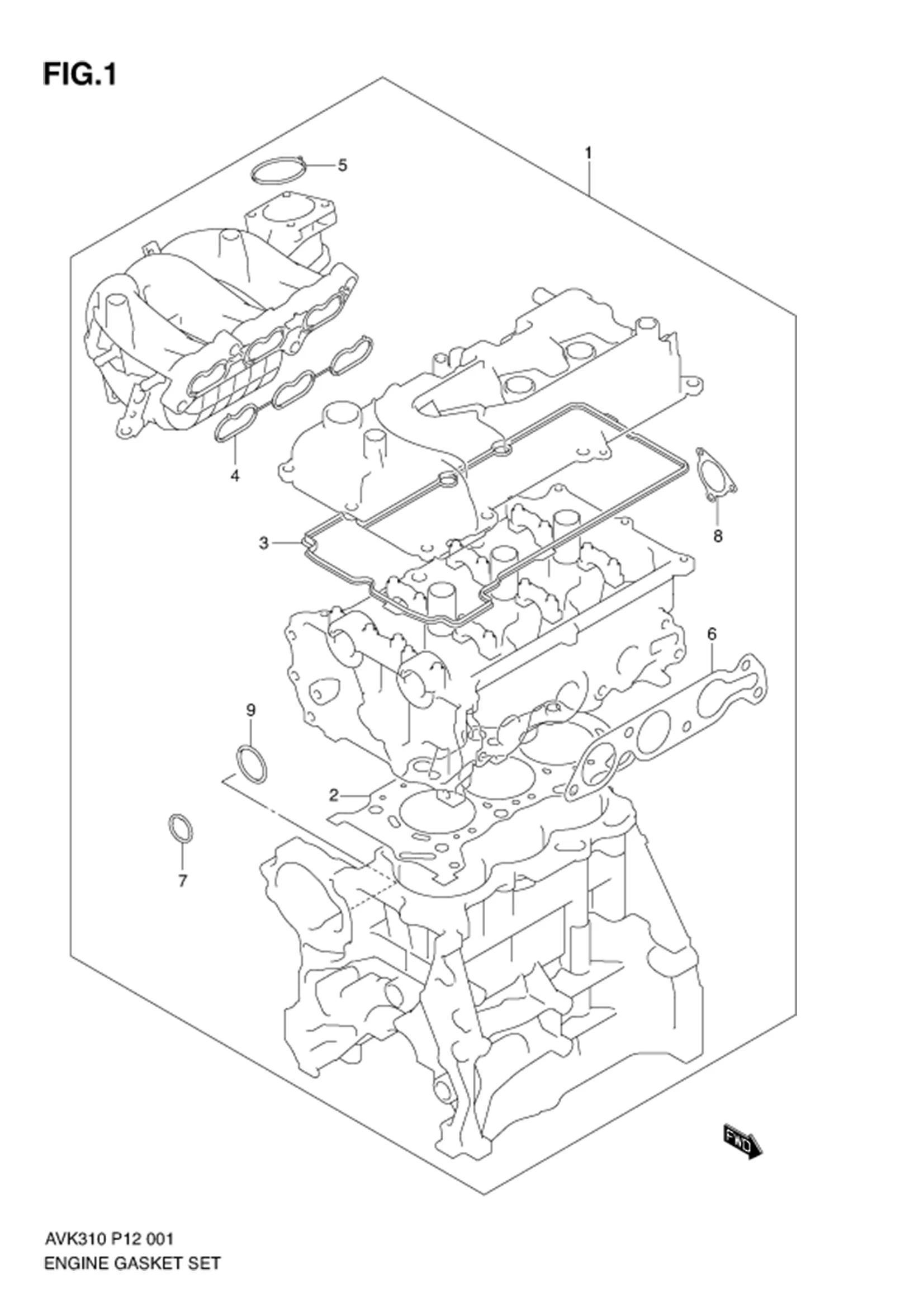 FIG.1 ENGINE GASKET SET