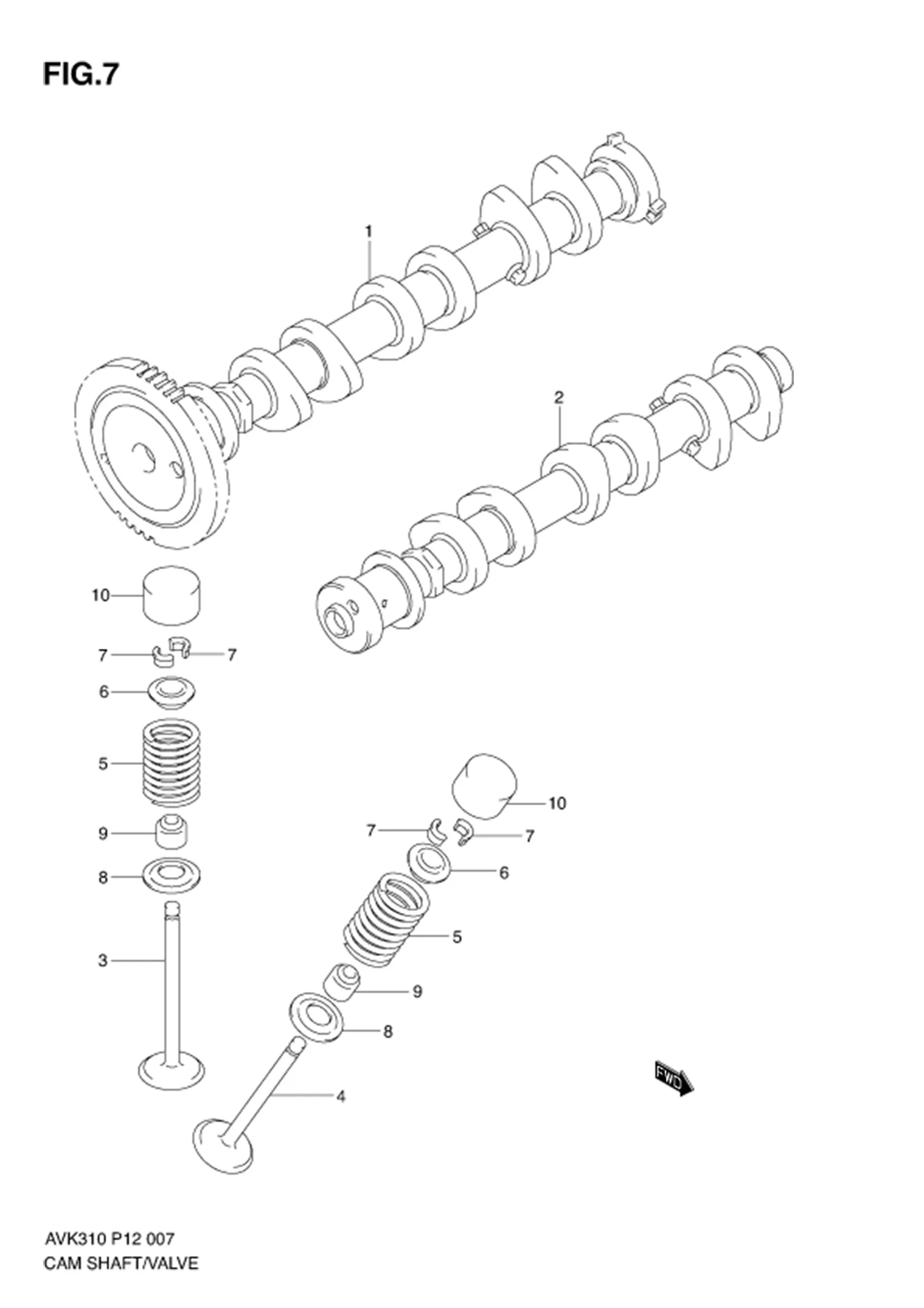 FIG.7 CAM SHAFT/VALVE 