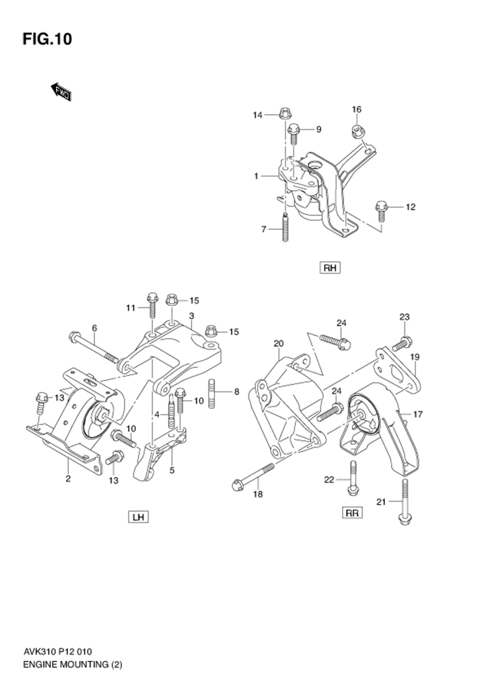FIG.10 ENGINE MOUNTING (CVT) 