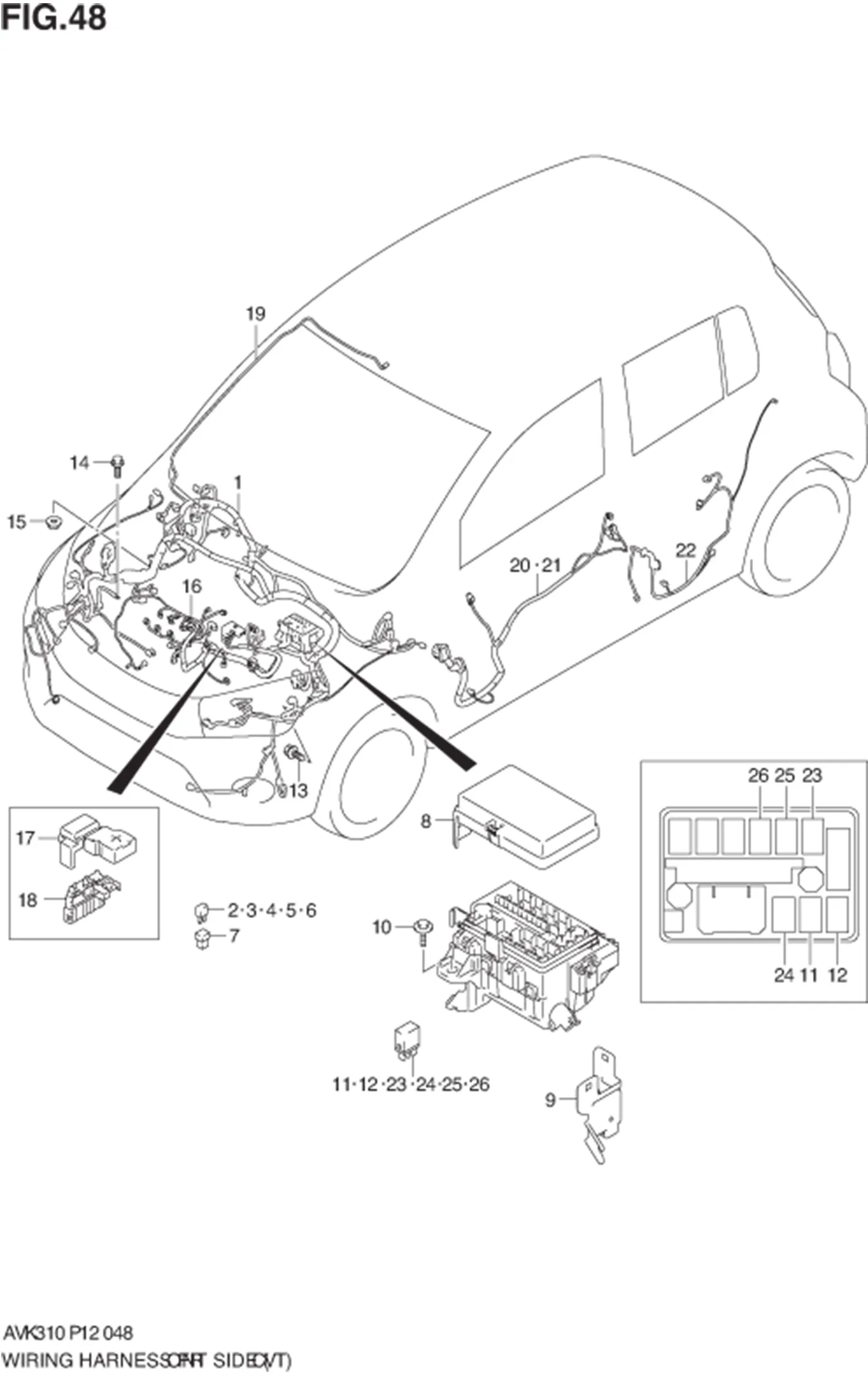 FIG.48 WIRING HARNESS FRONT SIDE (CVT) 