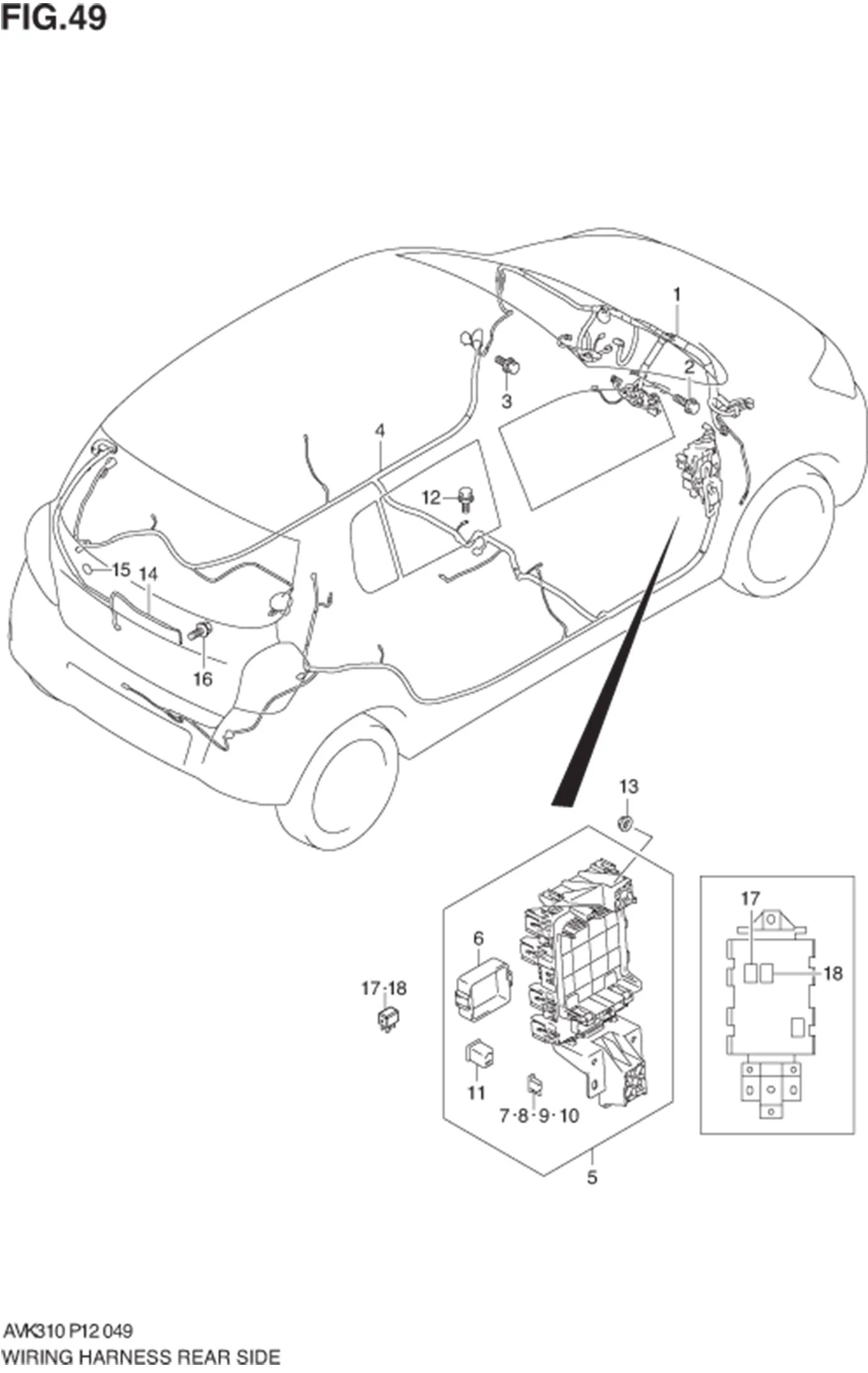 FIG.49 WIRING HARNESS REAR SIDE 