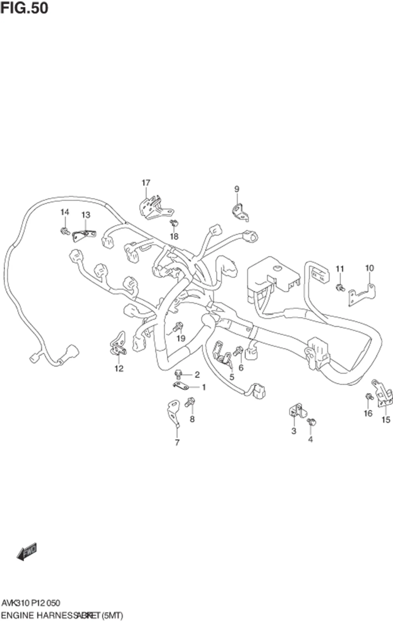 FIG.50 ENGINE HARNESS BRACKET (5MT) 