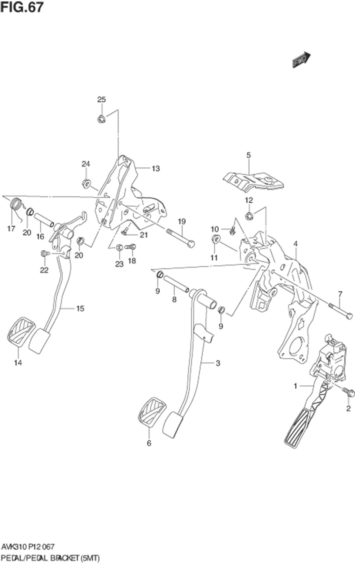 FIG.67 PEDAL/PEDAL BRACKET (5MT) 