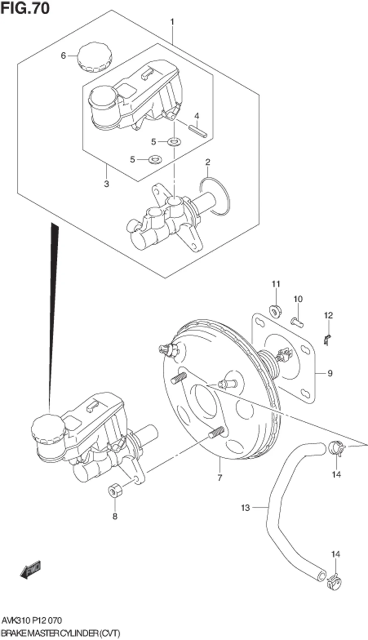 FIG.70 BRAKE MASTER CYLINDER (CVT) 