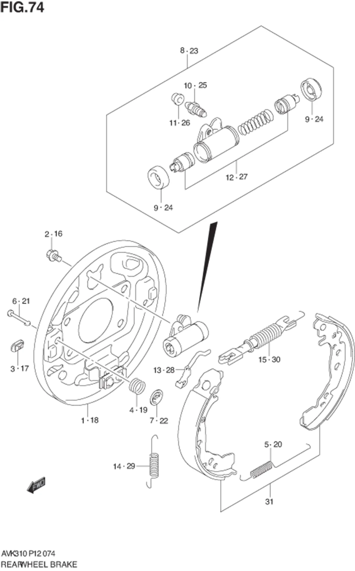 FIG.74 REAR WHEEL BRAKE 