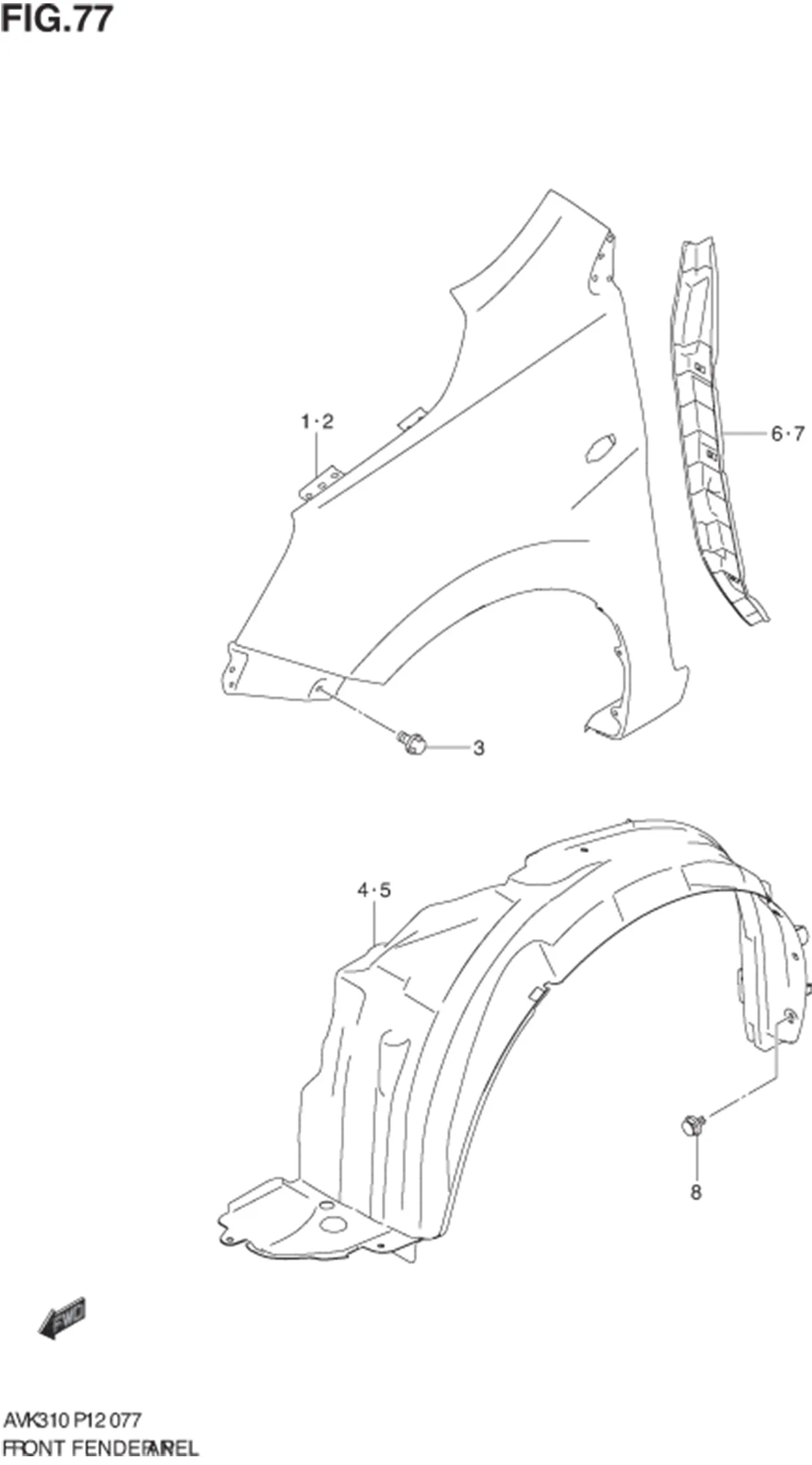 FIG.77 FRONT FENDER PANEL 