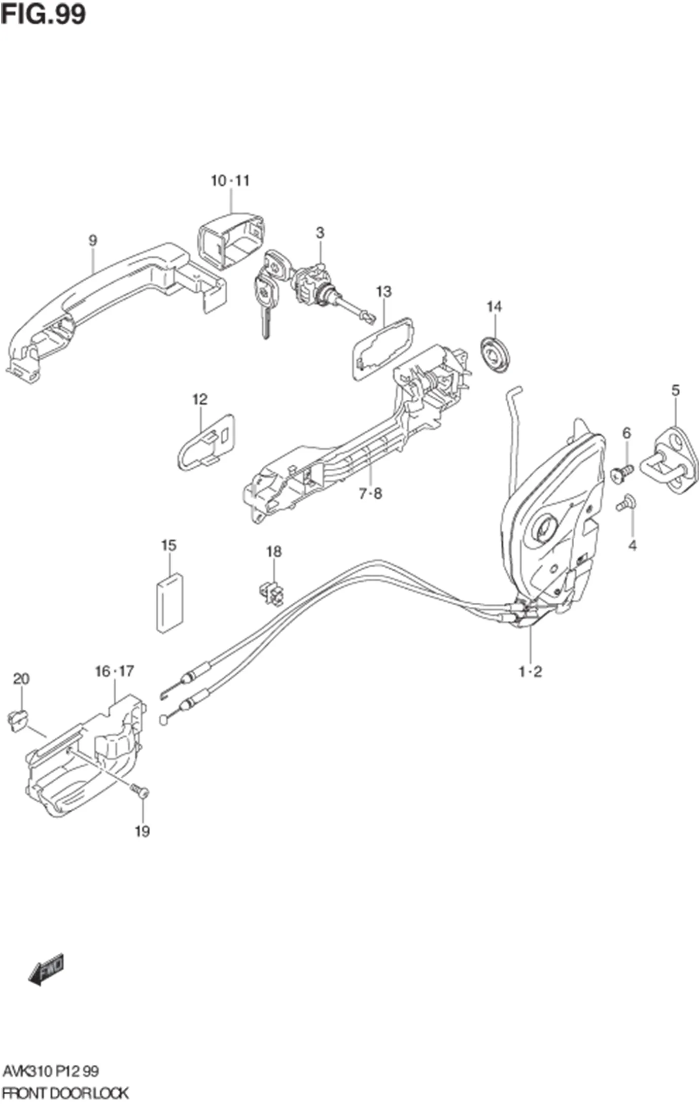 FIG.99 FRONT DOOR LOCK (GLX) 