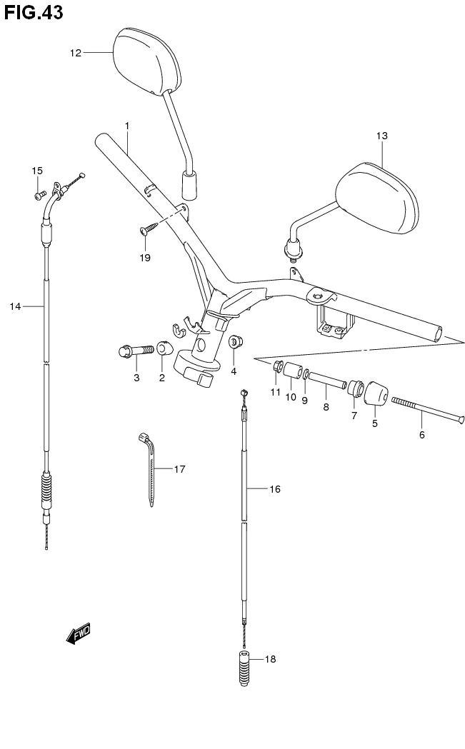 FIG.43 HANDLEBAR (FL125SCD/RCDL1 P12)