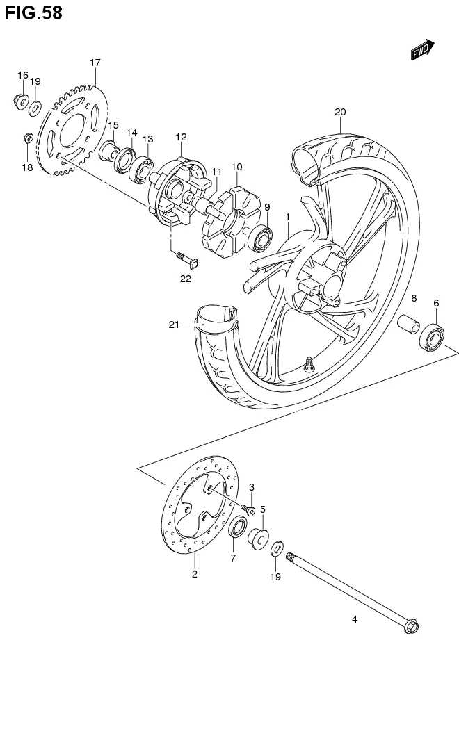 FIG.58 REAR WHEEL (FL125RCD/RCMDL1 P12)
