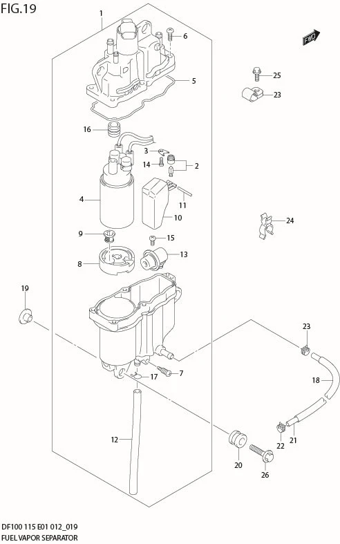 FIG 19  FUEL VAPOR SEPARATOR (DF100T E1)