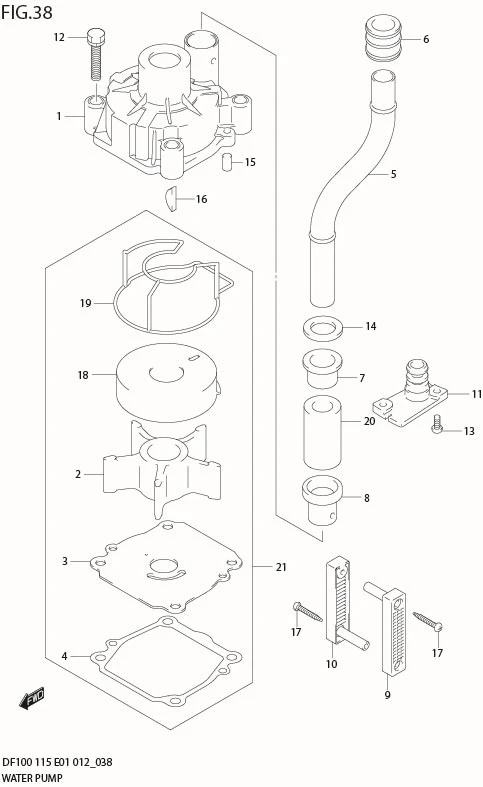 FIG 38  WATER PUMP (DF100T E40)