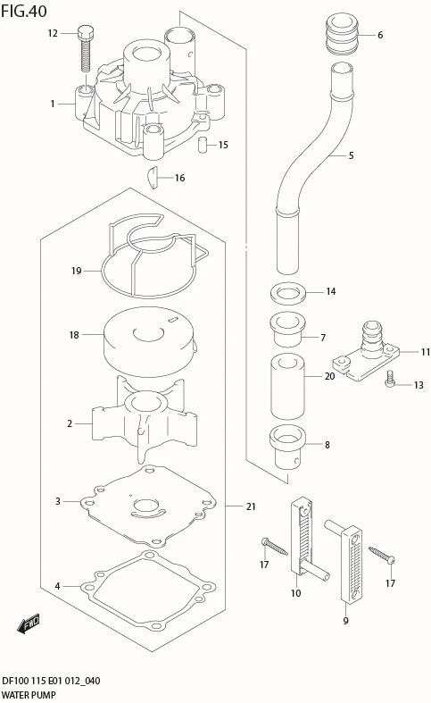 FIG 40  WATER PUMP (DF115T E40)