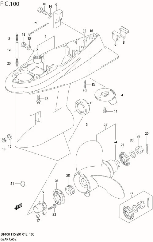 FIG 100 GEAR CASE (DF115T E1)