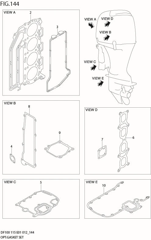 FIG 144 OPT:GASKET SET (DF115Z E40)