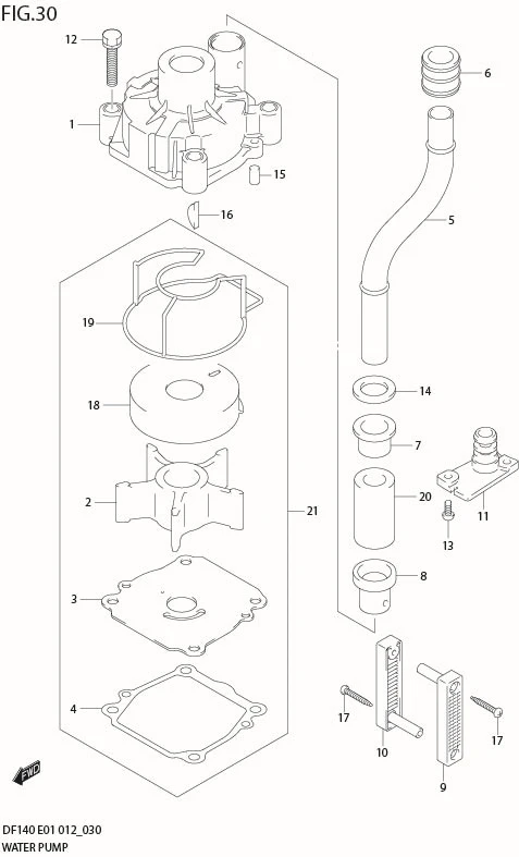 FIG 30  WATER PUMP (DF140Z E40)