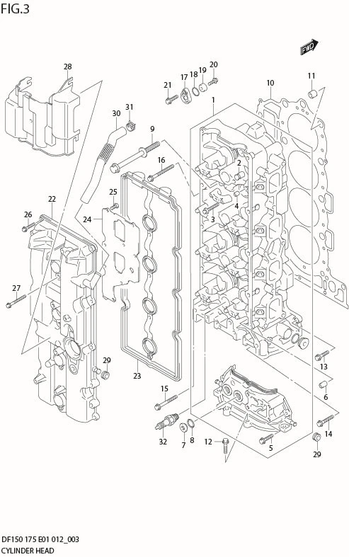 FIG 3   CYLINDER HEAD (DF150Z E1)