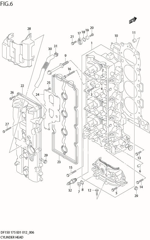 FIG 6   CYLINDER HEAD (DF175T E40)