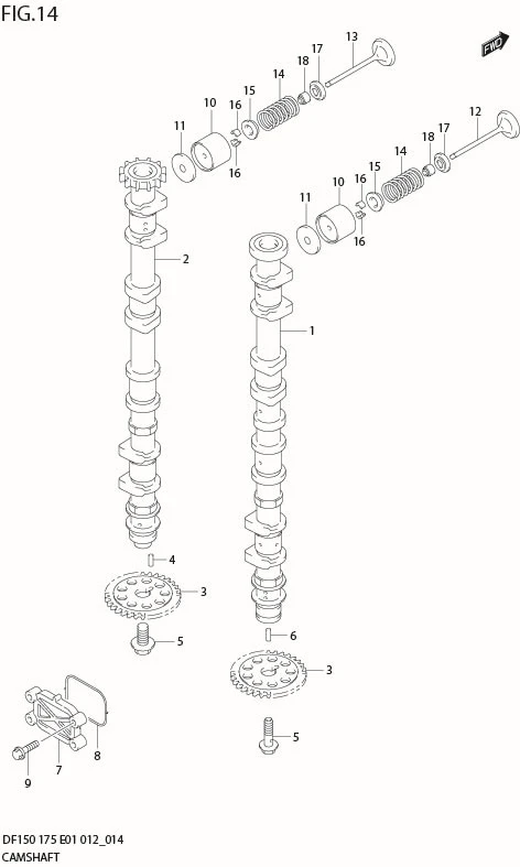 FIG 14  CAMSHAFT (DF150T E40)