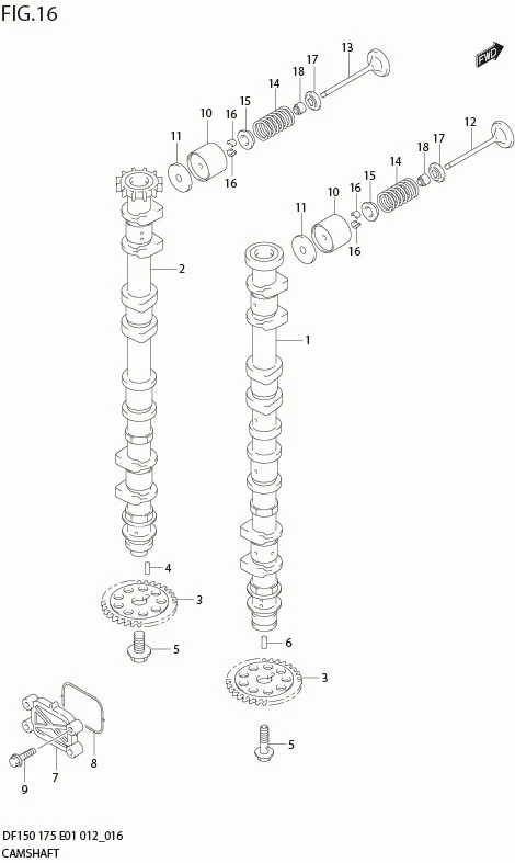 FIG 16  CAMSHAFT (DF150Z E40)