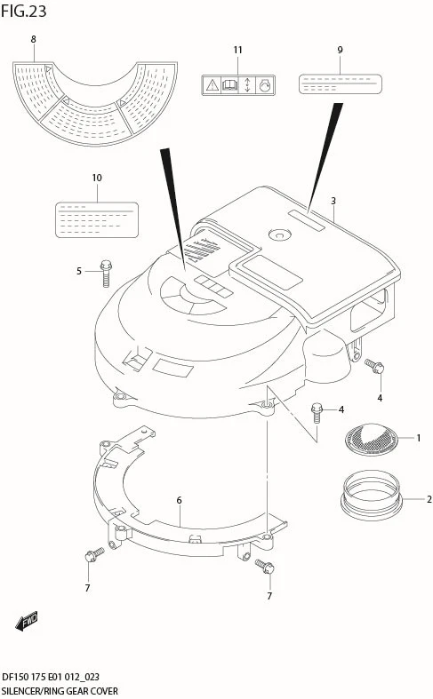 FIG 23  SILENCER / RING GEAR COVER (DF150T E40)