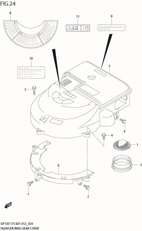 FIG 24  SILENCER / RING GEAR COVER (DF150Z E1)