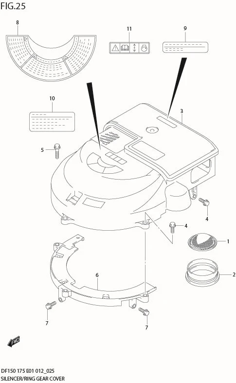 FIG 25  SILENCER / RING GEAR COVER (DF150Z E40)