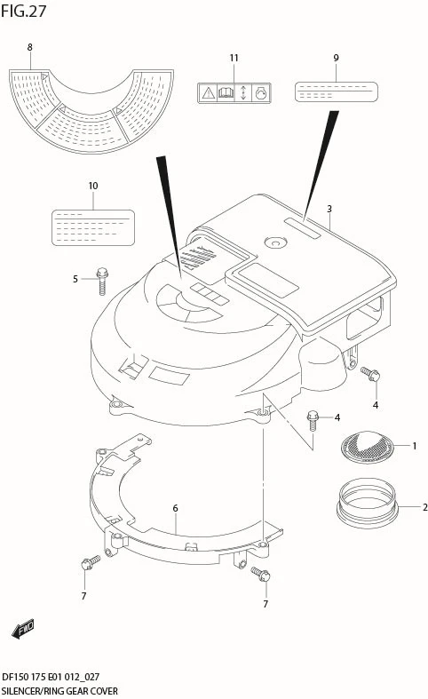 FIG 27  SILENCER / RING GEAR COVER (DF175T E40)