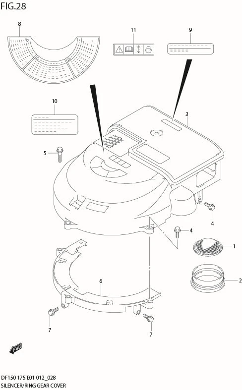 FIG 28  SILENCER / RING GEAR COVER (DF175Z E1)