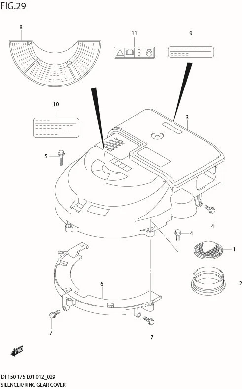 FIG 29  SILENCER / RING GEAR COVER (DF175Z E40)