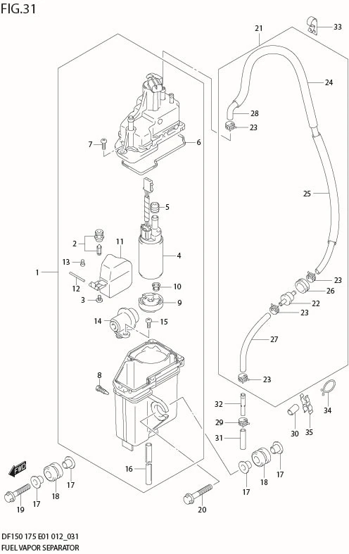 FIG 31  FUEL VAPOR SEPARATOR (DF150T E1)
