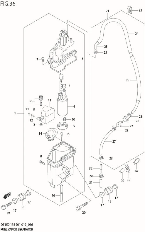 FIG 36  FUEL VAPOR SEPARATOR (DF175T E40)