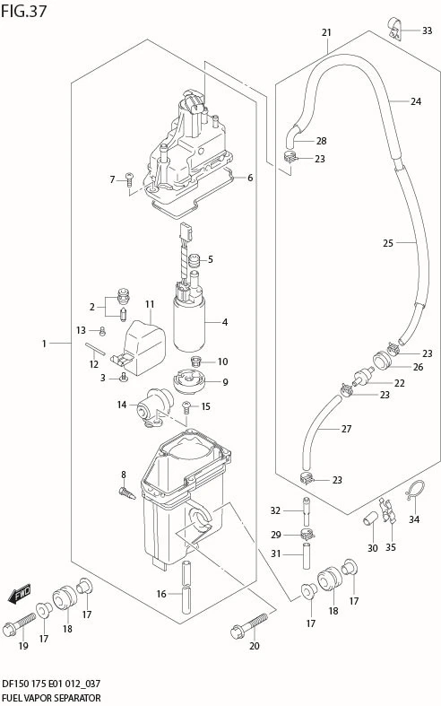 FIG 37  FUEL VAPOR SEPARATOR (DF175Z E1)