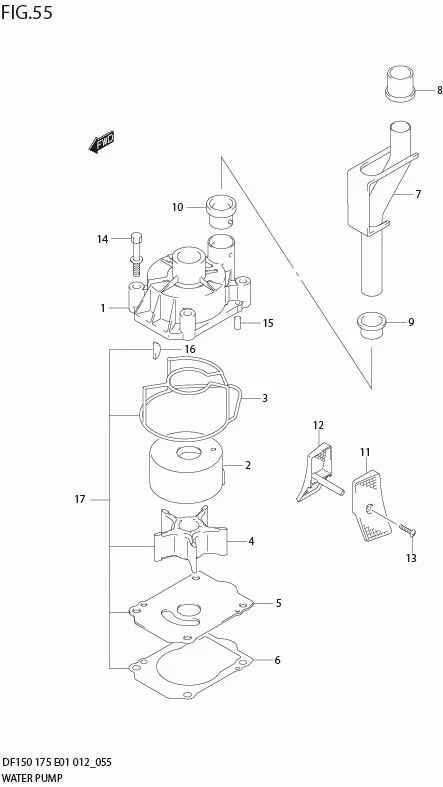 FIG 55  WATER PUMP (DF150T E1)