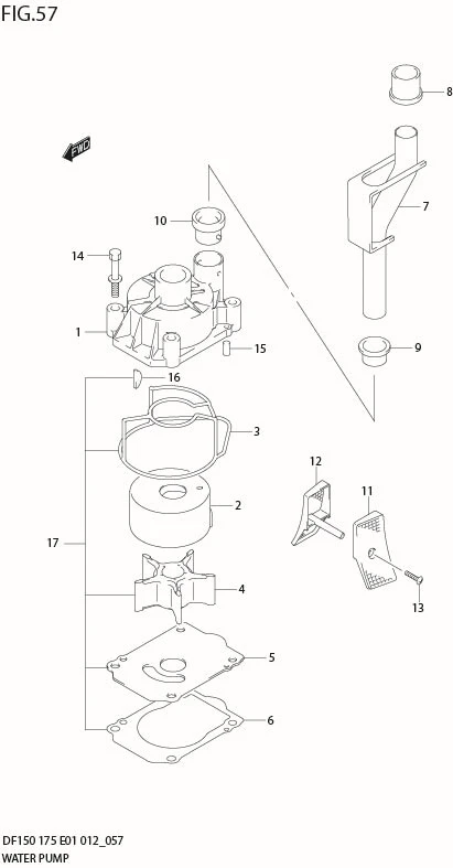 FIG 57  WATER PUMP (DF150Z E1)