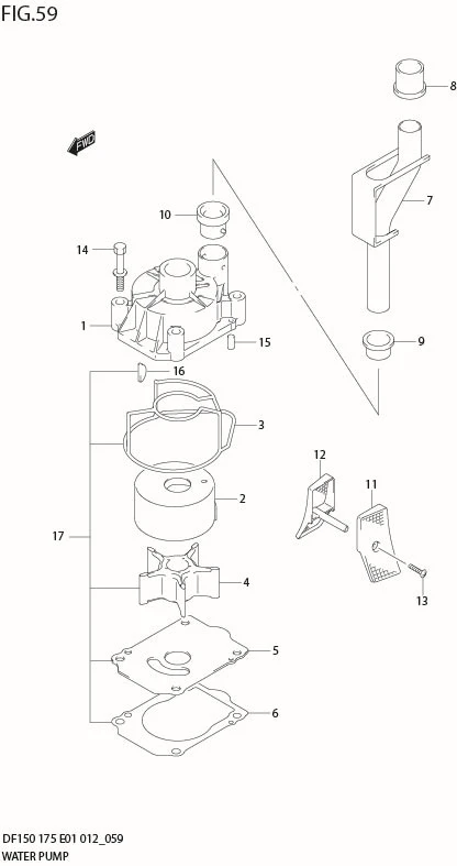 FIG 59  WATER PUMP (DF175T E1)