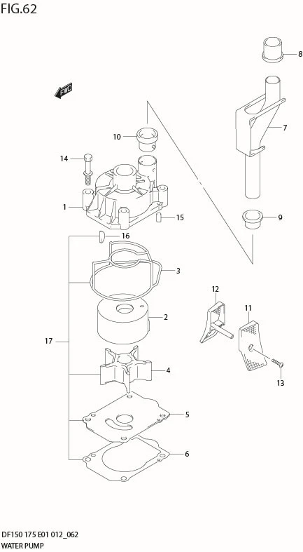 FIG 62  WATER PUMP (DF175Z E40)