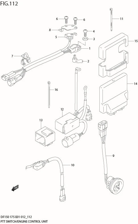 FIG 112 PTT SWITCH / ENGINE CONTROL UNIT (DF150T E40)