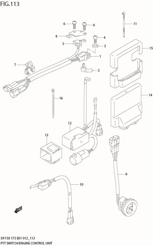 FIG 113 PTT SWITCH / ENGINE CONTROL UNIT (DF150Z E1)