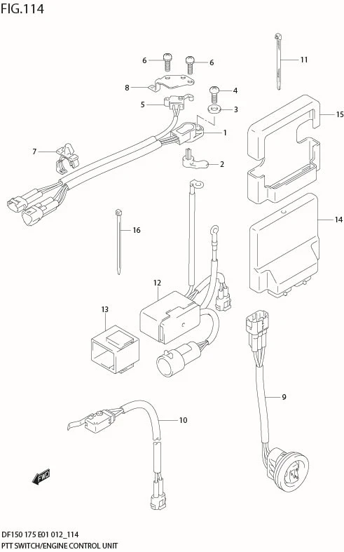 FIG 114 PTT SWITCH / ENGINE CONTROL UNIT (DF150Z E40)