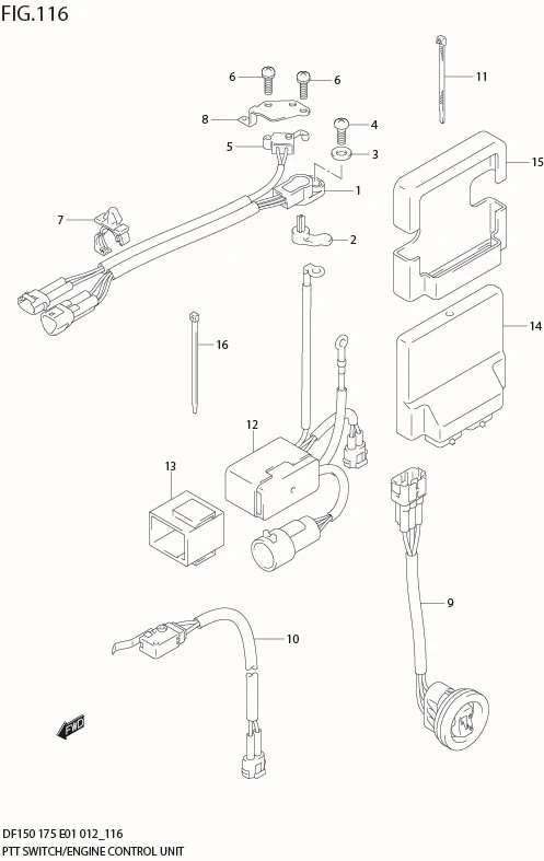FIG 116 PTT SWITCH / ENGINE CONTROL UNIT (DF175T E40)