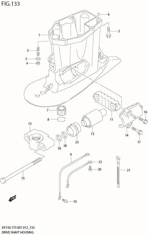 FIG 133 DRIVE SHAFT HOUSING (DF150Z E1)