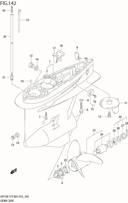 FIG 142 GEAR CASE (DF150Z E40)