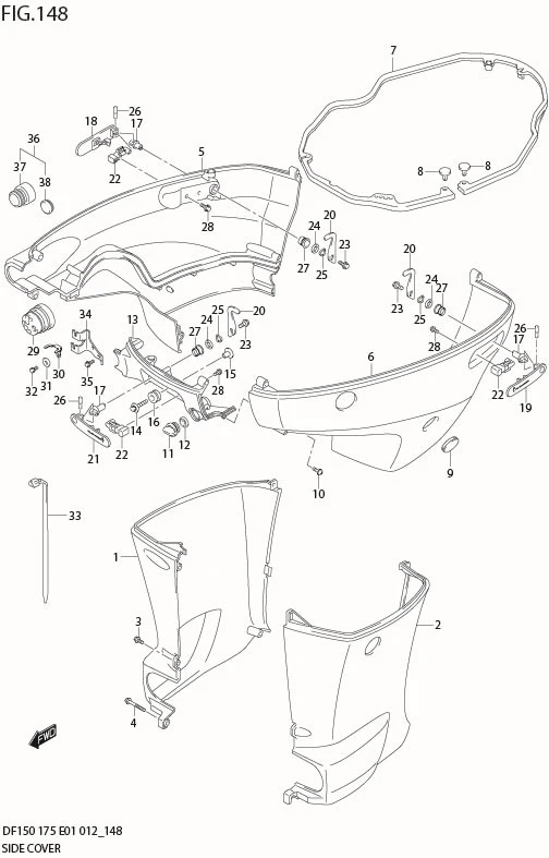 FIG 148 SIDE COVER (DF150T E40)