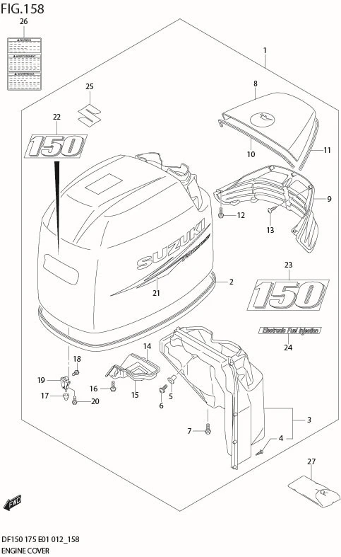 FIG 158 ENGINE COVER (DF150Z E40)