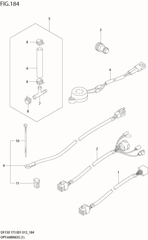FIG 184 OPT:HARNESS (1) (DF150T E40)
